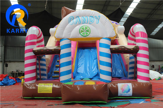 Partito Bouncer gonfiabile con diapositiva Commerciale Candy House tema doppio combo diapositiva