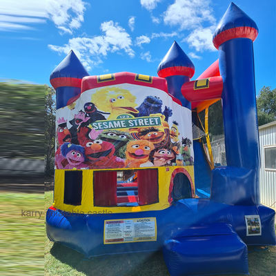 Parco giochi all'aria aperta Bouncer gonfiabile 13x13 Sesame Street Castello saltante per il divertimento dei bambini
