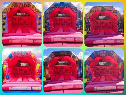 Castello di salto per bambini con disegni scivolo e gonfiabile
