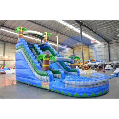 Blower di aria standard CE inclusa palma blu scivolo gonfiabile per divertimento dei bambini
