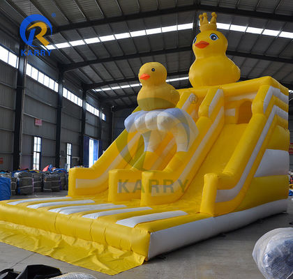 Unisex Piccola anatra gialla tema castello salto doppi scivoli per parco per bambini