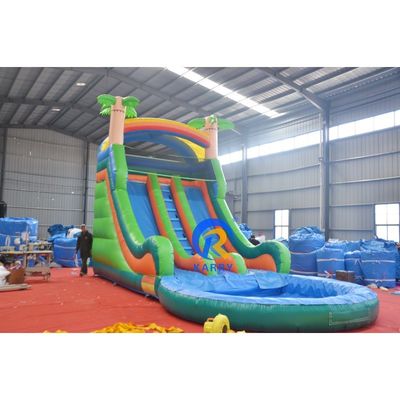 Colore personalizzato Grande castello rimbalzante combo con stampa digitale piscina e ripida scivolo