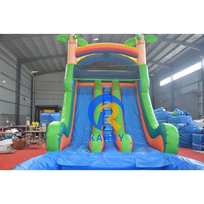 Colore personalizzato Grande castello rimbalzante combo con stampa digitale piscina e ripida scivolo