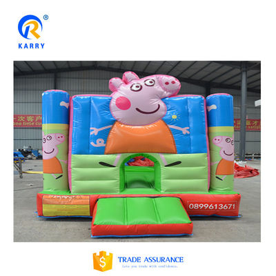 Promozione di eventi commerciali Slide a castello gonfiabile con bambini Cartoni animati Porco casa rimbalzo