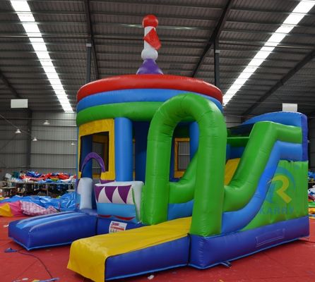 PORTABLE Castello a rimbalzo in PVC cilindrico con scivolo laterale e cupola gonfiabile L'esperienza di festa definitiva