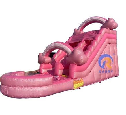 Popolare scivolo d'acqua gonfiabile rosa scivolo commerciale per adulti per il divertimento all'aperto