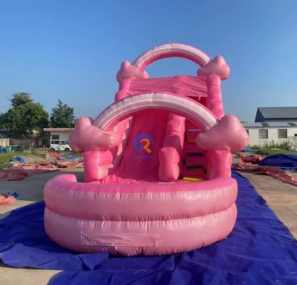 Popolare scivolo d'acqua gonfiabile rosa scivolo commerciale per adulti per il divertimento all'aperto