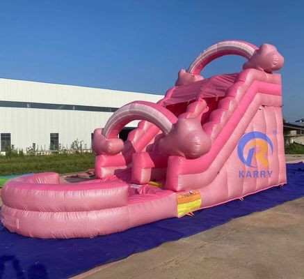 Popolare scivolo d'acqua gonfiabile rosa scivolo commerciale per adulti per il divertimento all'aperto