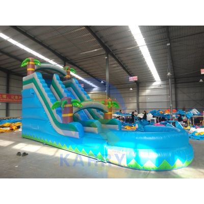 Giardino inflatabile commerciale scivolo d'acqua blu con piscina