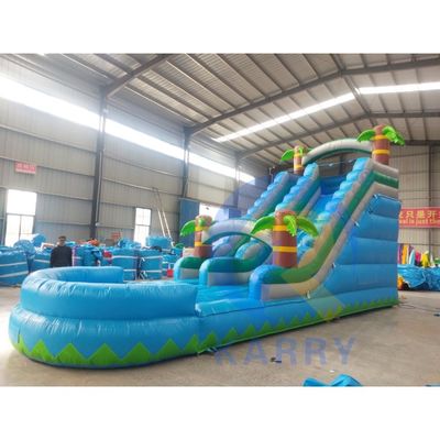 Giardino inflatabile commerciale scivolo d'acqua blu con piscina