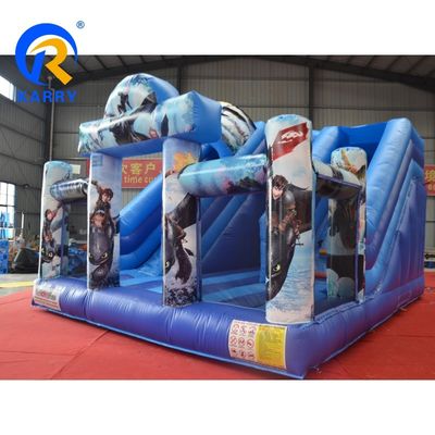 Parco giochi all'aria aperta PVC di qualità commerciale Come allenare il tuo drago Bouncer gonfiabile con 2 giochi di diapositive