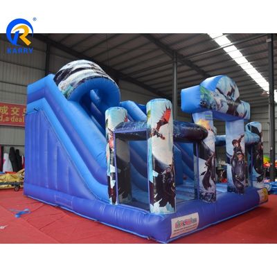 Parco giochi all'aria aperta PVC di qualità commerciale Come allenare il tuo drago Bouncer gonfiabile con 2 giochi di diapositive