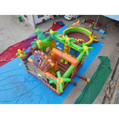 Commercial Grade Dino Park Air Bounce House Combo Slide Bouncers Jumpers per bambini