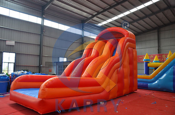 Pvc commerciale rosso doppia corsia scivolo acquatico per adulti scivolo gonfiabile asciutto per noleggio di feste