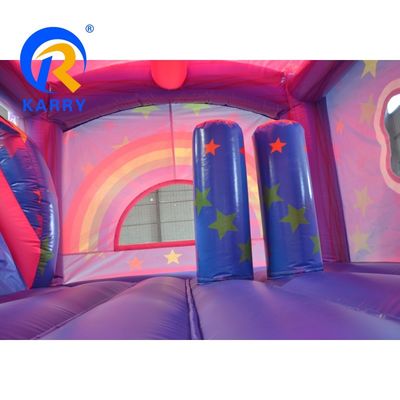 PVC Rainbow Unicorn Inflatabile Bouncer House con Slide di piscina gonfiabile e 3 in 1 Game