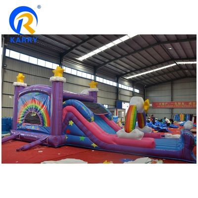 PVC Rainbow Unicorn Inflatabile Bouncer House con Slide di piscina gonfiabile e 3 in 1 Game