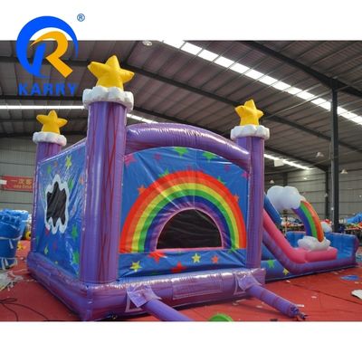 PVC Rainbow Unicorn Inflatabile Bouncer House con Slide di piscina gonfiabile e 3 in 1 Game