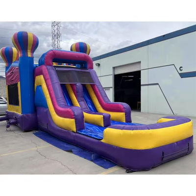 Slide gonfiabile a doppia corsia e castello a rimbalzo per bambini Pallone d'aria calda rosa