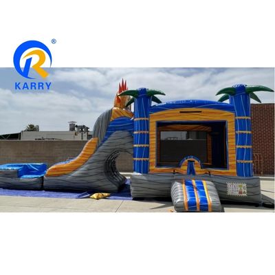 Slide gonfiabile a doppia corsia e castello a rimbalzo per bambini Pallone d'aria calda rosa