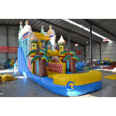 Scivolo d'acqua gonfiabile commerciale grande dimensione 5-10 passeggeri scivolo a palma con piscina