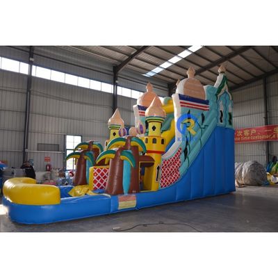 Scivolo d'acqua gonfiabile commerciale grande dimensione 5-10 passeggeri scivolo a palma con piscina