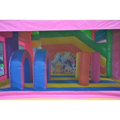 Promozione di eventi commerciali Unicorn Bouncy Castle con kit di riparazione e scivolo inclusi