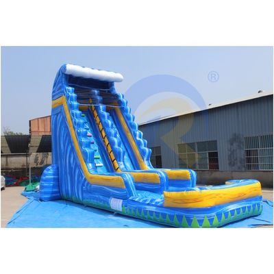 Colore personalizzato Inflatabile Cortile Tropico Marmo Blu Scivolo Acqua Con Piscina Adulto per 10 Passeggeri