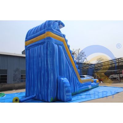 Colore personalizzato Inflatabile Cortile Tropico Marmo Blu Scivolo Acqua Con Piscina Adulto per 10 Passeggeri