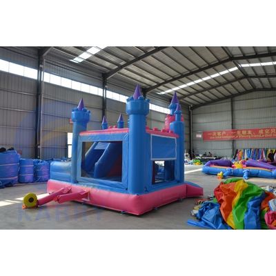 Unisex personalizzato gonfiabile 3 in 1 castello con tema congelato colore blu e lunghi scivoli