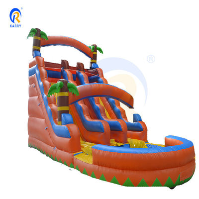 Spray Acqua Palm Tree Slide Combo Pool gonfiabile e doppio scivolo per il gioco dei bambini
