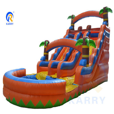 Spray Acqua Palm Tree Slide Combo Pool gonfiabile e doppio scivolo per il gioco dei bambini