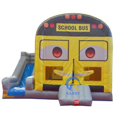 Aggiornare il tuo Parco giochi Autobus scolastico gonfiabile buttafuori con scivolo e castello salto