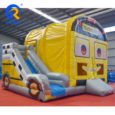 Aggiornare il tuo Parco giochi Autobus scolastico gonfiabile buttafuori con scivolo e castello salto