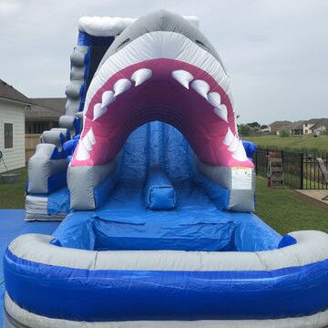 Popolari attrezzature gonfiabili per parchi acquatici Big Blue 3D Shark Water Slides con piscina