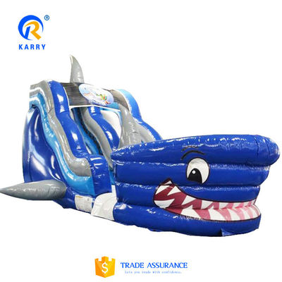 Popolari attrezzature gonfiabili per parchi acquatici Big Blue 3D Shark Water Slides con piscina