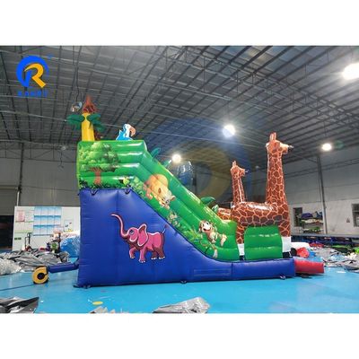 Slide gonfiabile a doppio scivolo a tema animale Safari Slide a rimbalzo con giraffa potente e altro