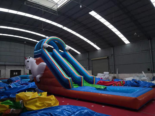 Scivolo per piscina idrica per bambini con soffiatore d'aria standard CE e Unicorn Excitement