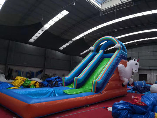 Scivolo per piscina idrica per bambini con soffiatore d'aria standard CE e Unicorn Excitement