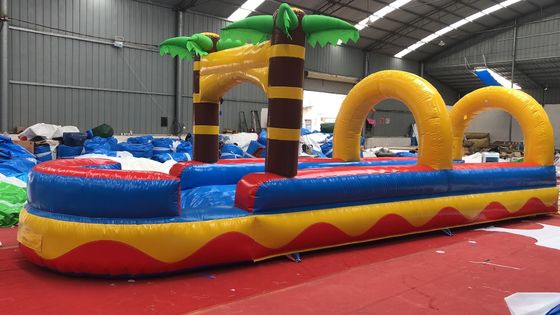 0.55mm PVC Tarpaulin Flat Slide Palm Tree Commercial Inflatable Water Slide per adulti