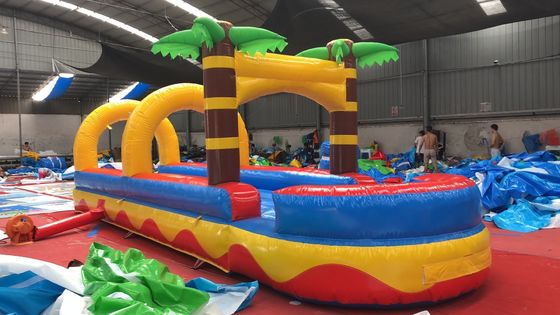 0.55mm PVC Tarpaulin Flat Slide Palm Tree Commercial Inflatable Water Slide per adulti