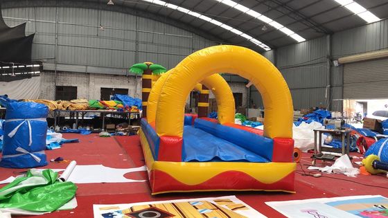 0.55mm PVC Tarpaulin Flat Slide Palm Tree Commercial Inflatable Water Slide per adulti