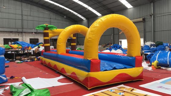 0.55mm PVC Tarpaulin Flat Slide Palm Tree Commercial Inflatable Water Slide per adulti
