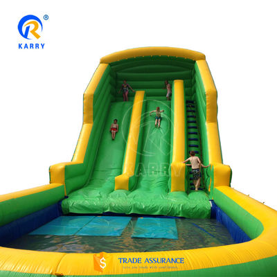 Certificato EN71 Combo di scivoli idraulici gonfiabili a doppia corsia per parco giochi per bambini all'aperto