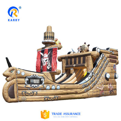 Materiale in PVC completamente stampato Nave pirata gonfiabile Slide asciutto per bambini Interesse e vendita