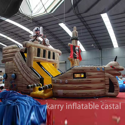 Materiale in PVC completamente stampato Nave pirata gonfiabile Slide asciutto per bambini Interesse e vendita