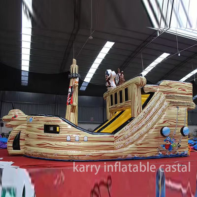 Materiale in PVC completamente stampato Nave pirata gonfiabile Slide asciutto per bambini Interesse e vendita