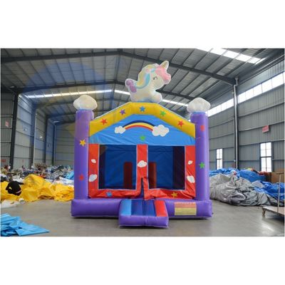 Casa gonfiabile unisex con diapositiva Cartoon Cartoon Unicorn PVC Jumping Castle