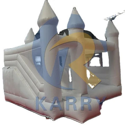 Parco giochi esterno personalizzato Casa gonfiabile bianca con scivolo e castello salta