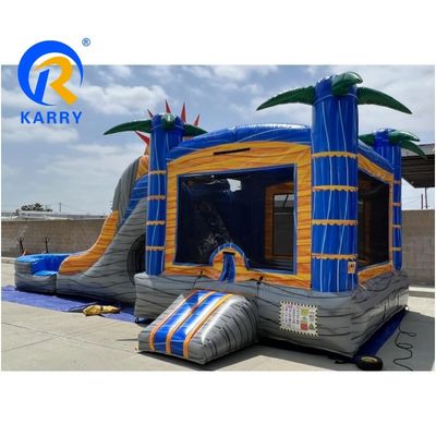 Spedizioni marittime PVC Palm Tree Bouncy Castle Slide Combo Inflatabile Bounce House con Slide