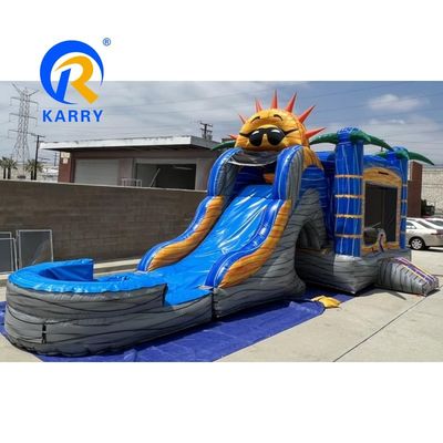 Spedizioni marittime PVC Palm Tree Bouncy Castle Slide Combo Inflatabile Bounce House con Slide
